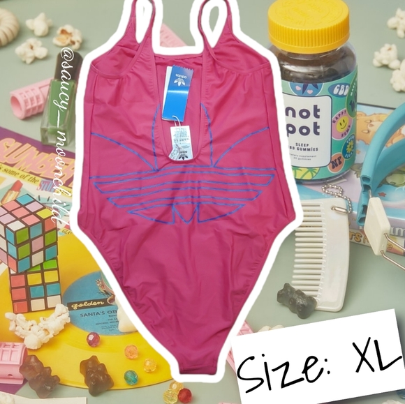 NEW Adidas | Women's Trefoil Pink Swim Bathing Swim Suit One Piece XL